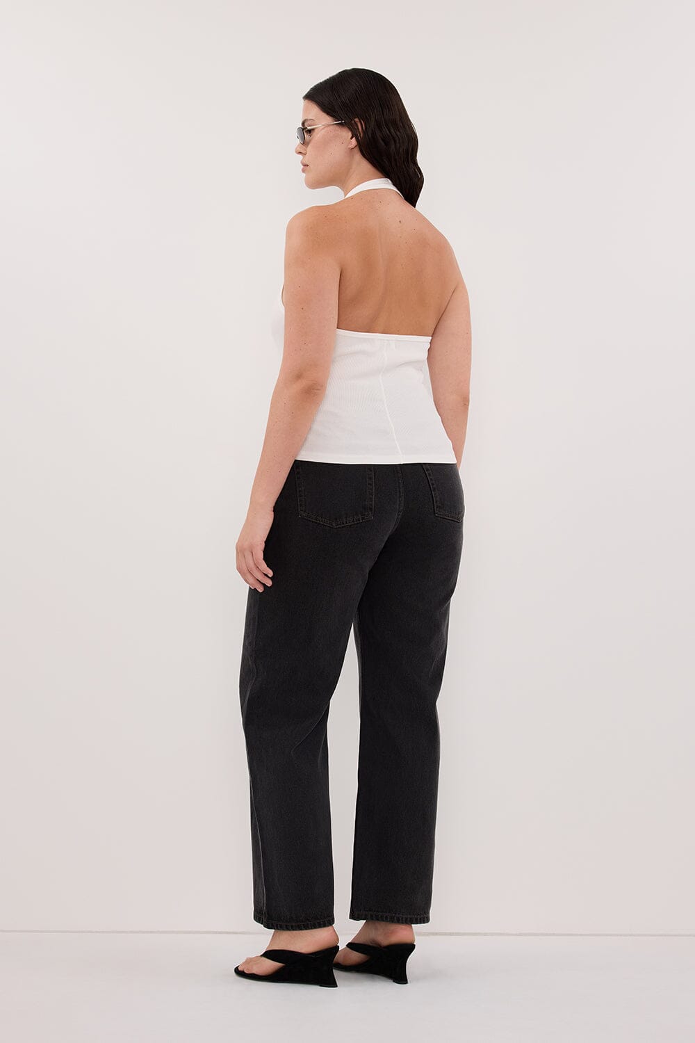 HARLAN OFF WHITE KNIT HALTER TOP