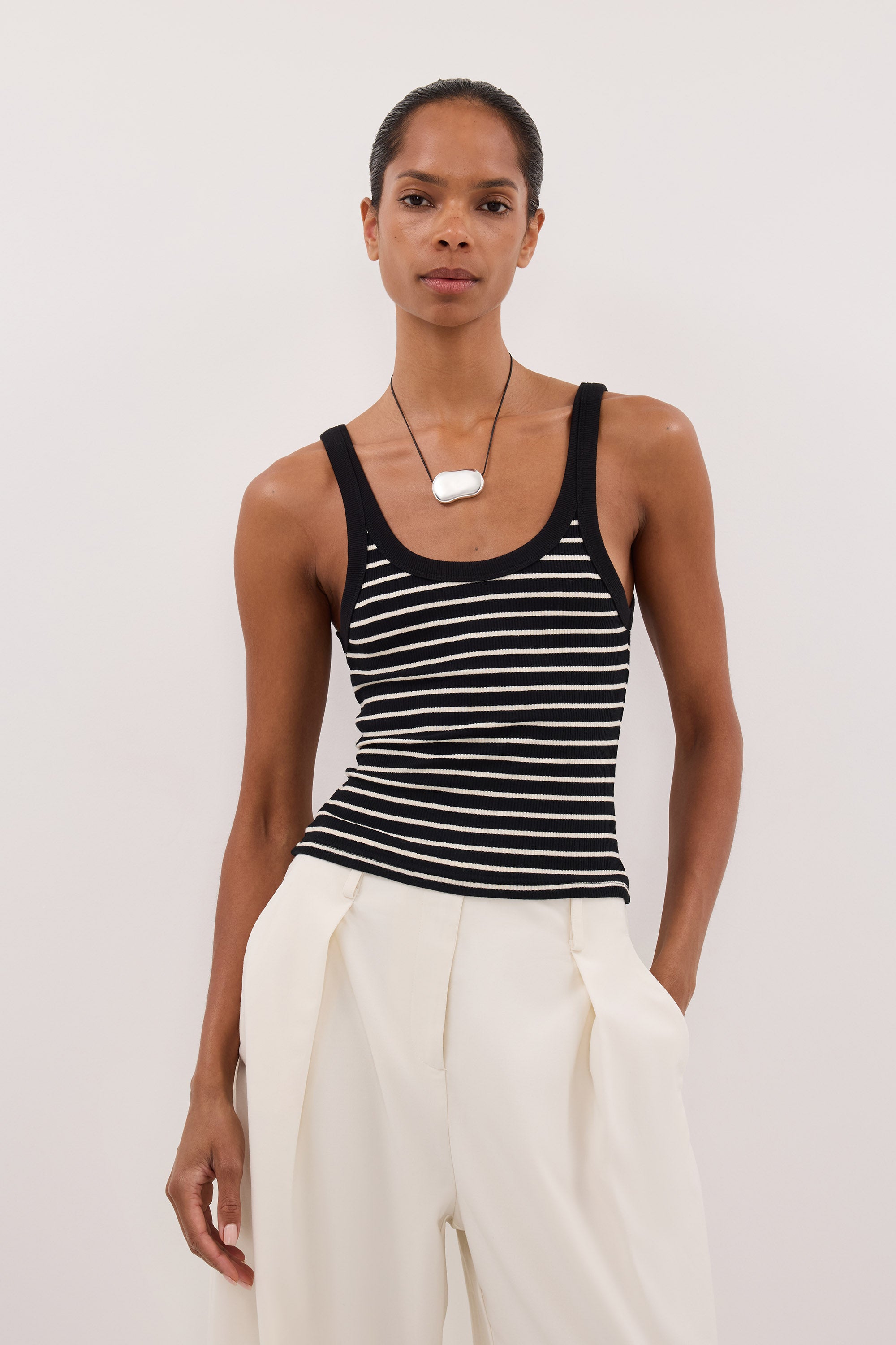 PENNY BLACK SLEEVELESS STRIPE KNIT TANK TOP