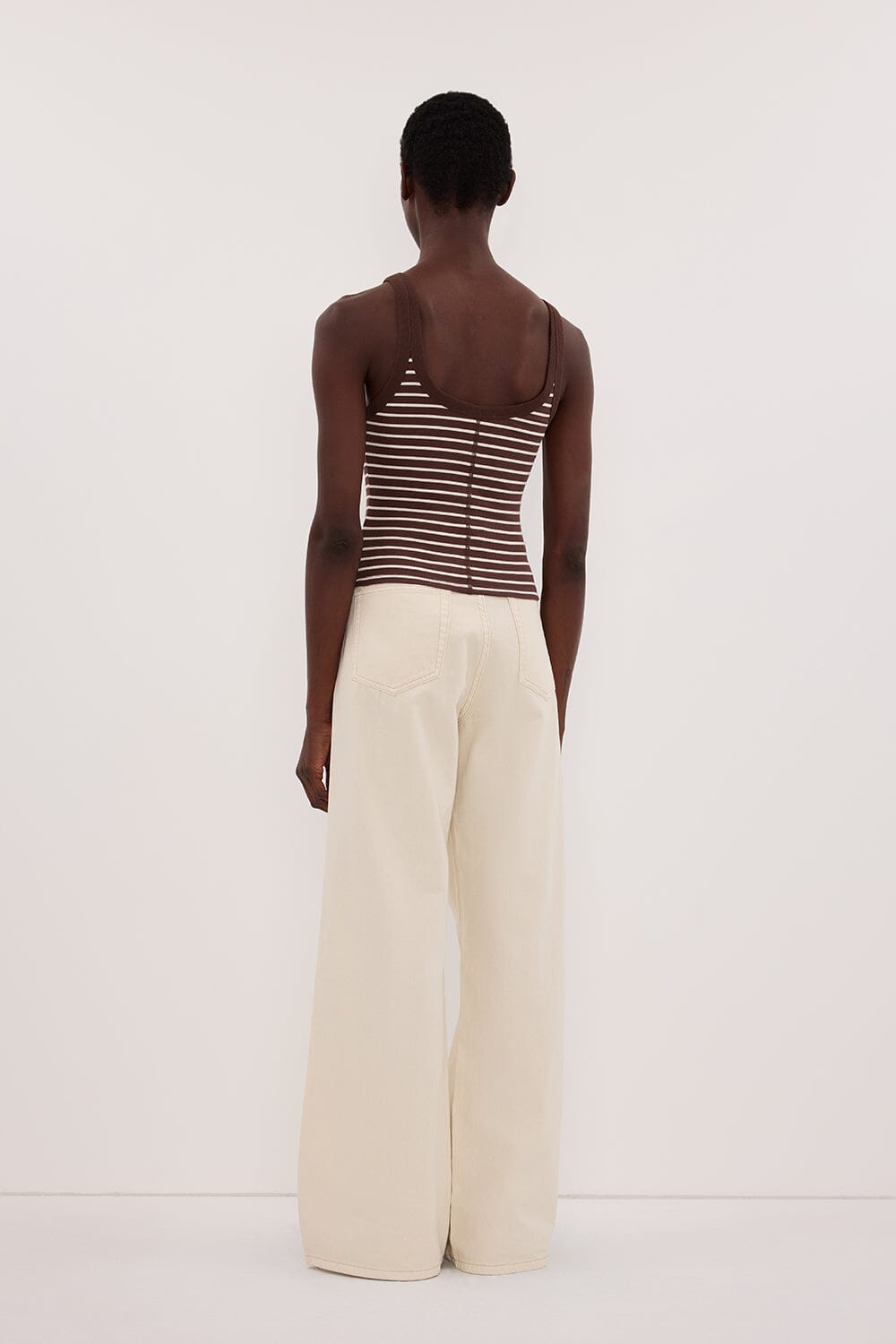 PENNY CHOC SLEEVELESS STRIPE KNIT TANK TOP