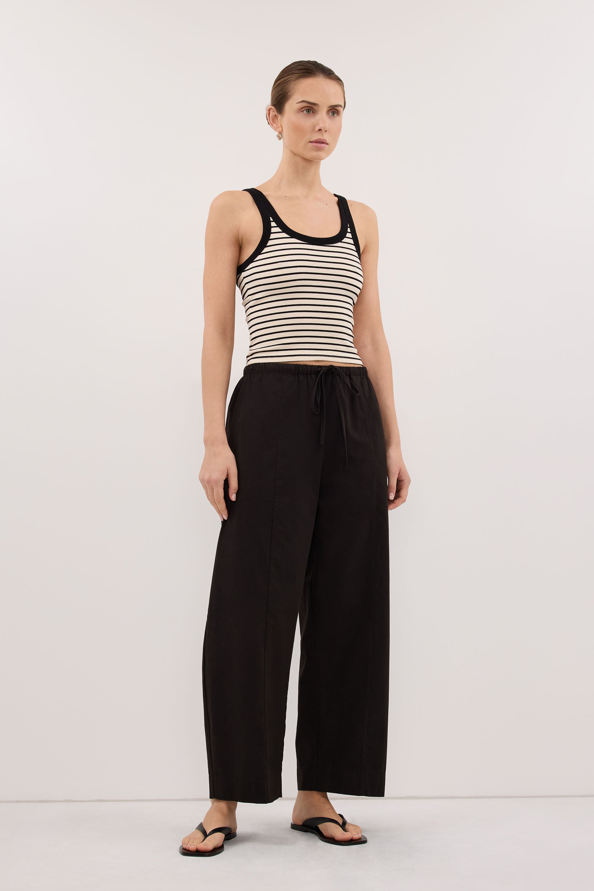 PENNY CREAM SLEEVELESS STRIPE KNIT TANK TOP