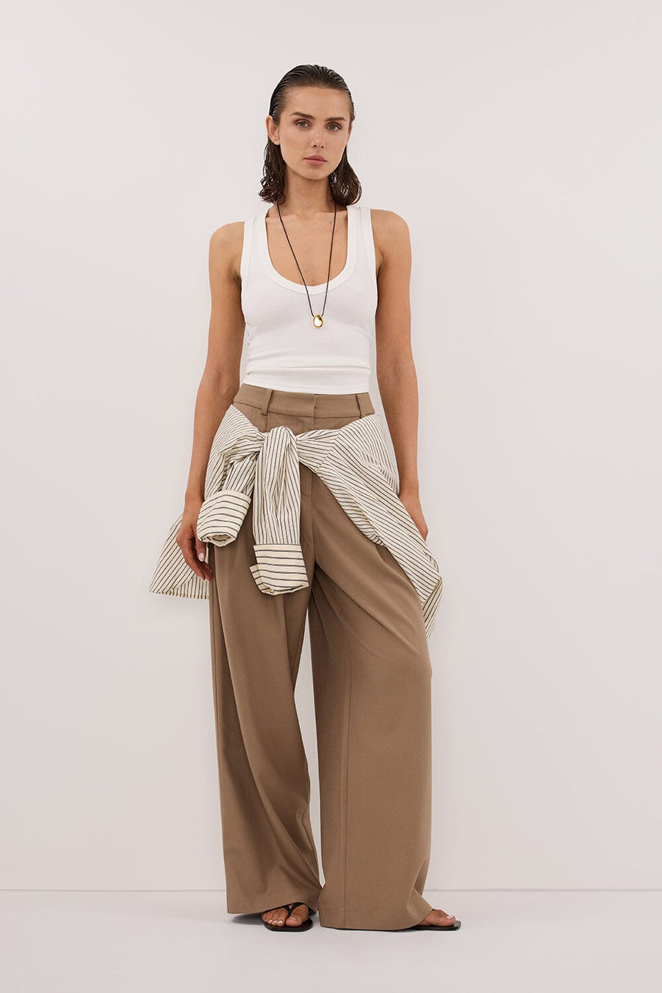 YASMIN OFF WHITE SLEEVELESS KNIT TANK Clothing DISSH Boutiques 