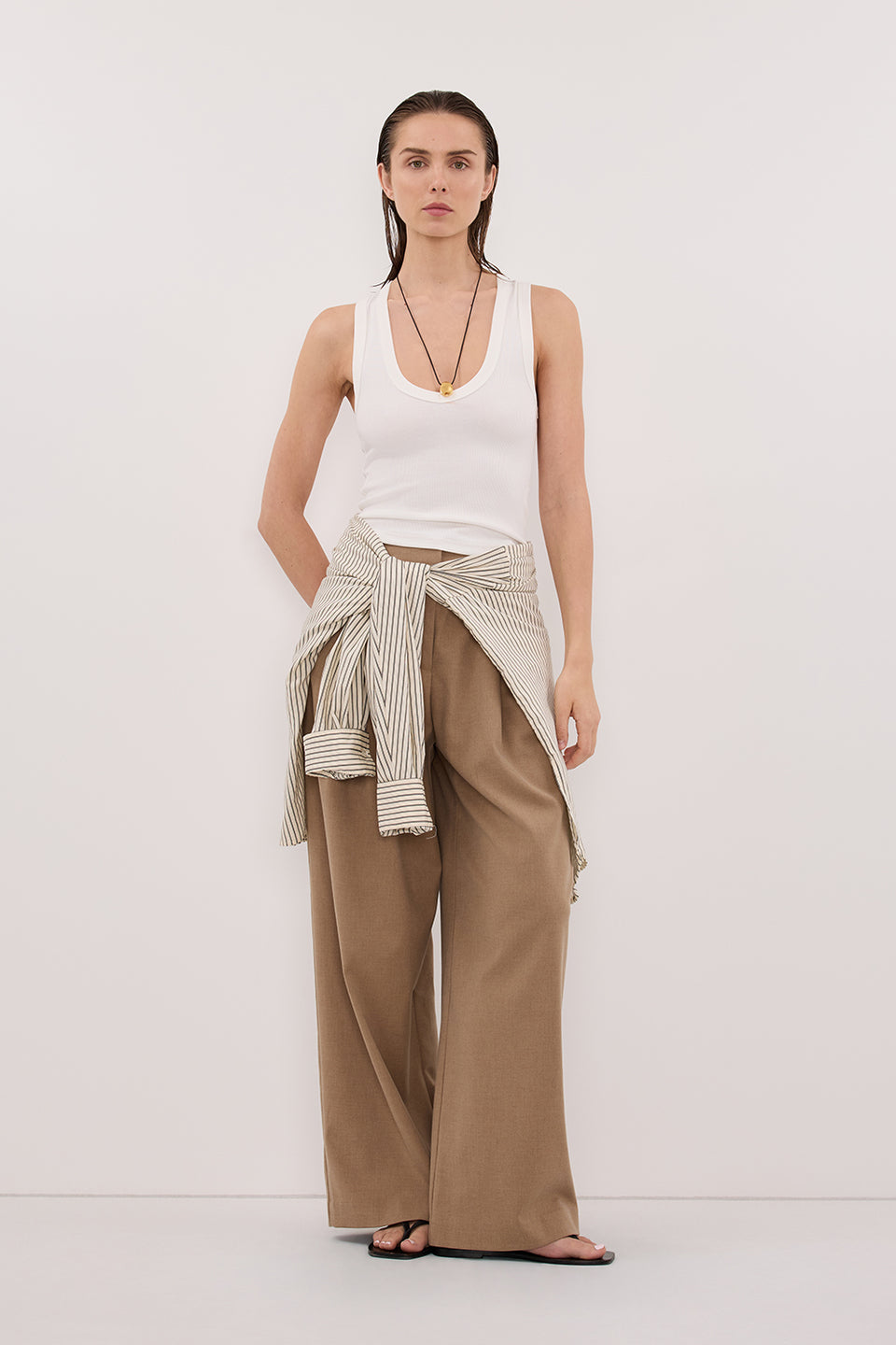 YASMIN OFF WHITE SLEEVELESS KNIT TANK Clothing DISSH Boutiques 