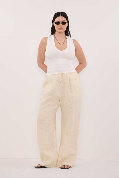 Jasmine wearing YASMIN OFF WHITE SLEEVELESS KNIT TANK