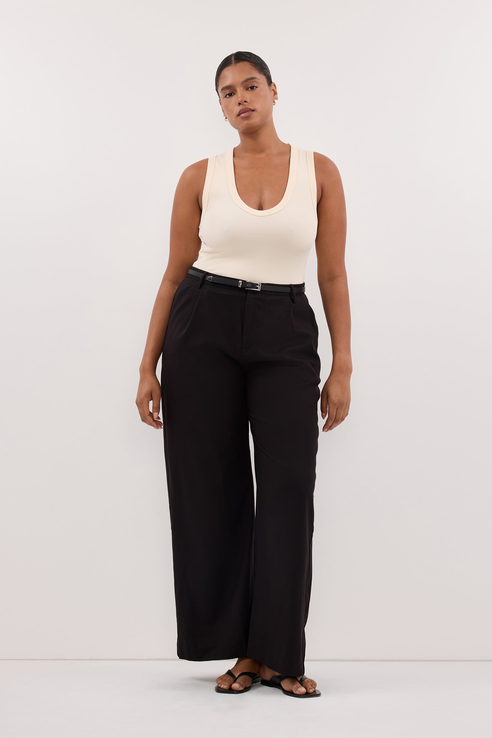 YASMIN SANDSTONE SLEEVELESS KNIT TANK