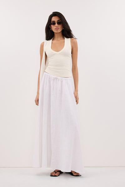 Anaya wearing YASMIN STRAW SLEEVELESS KNIT TANK TOP