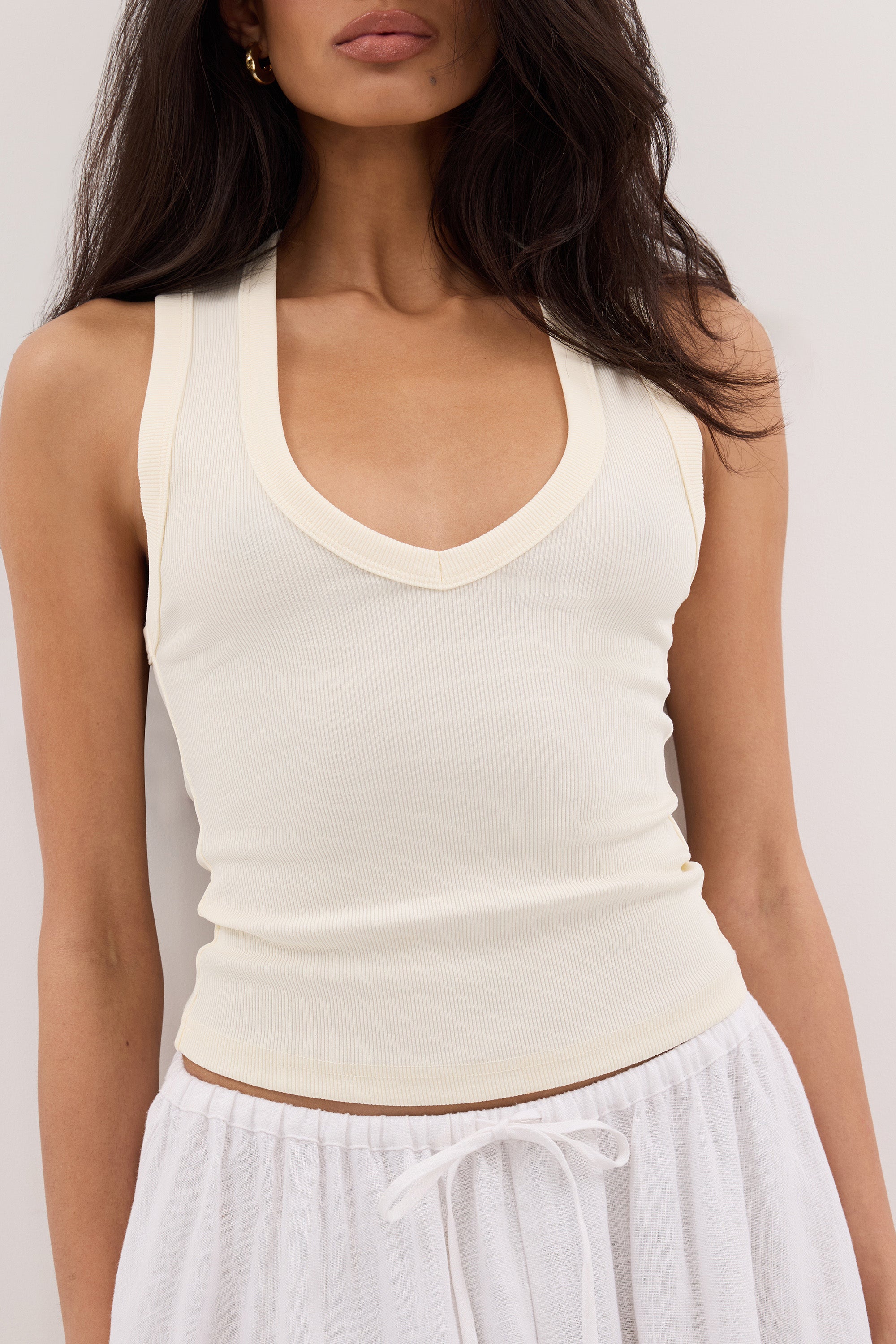YASMIN STRAW SLEEVELESS KNIT TANK TOP