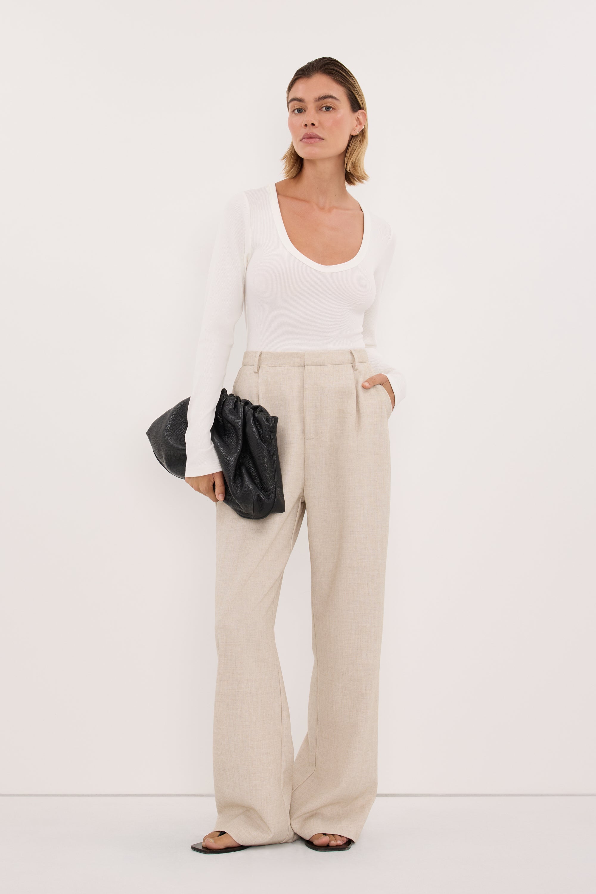 YASMIN OFF WHITE LONG SLEEVE KNIT TOP