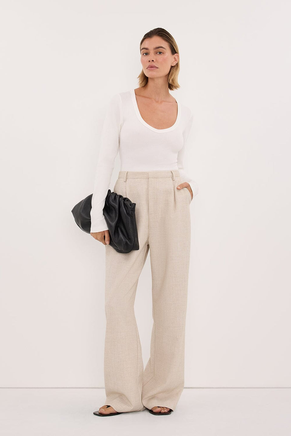 YASMIN OFF WHITE LONG SLEEVE KNIT TOP Clothing DISSH Boutiques 