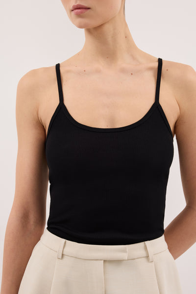 Stas wearing GEORGINA BLACK TANK