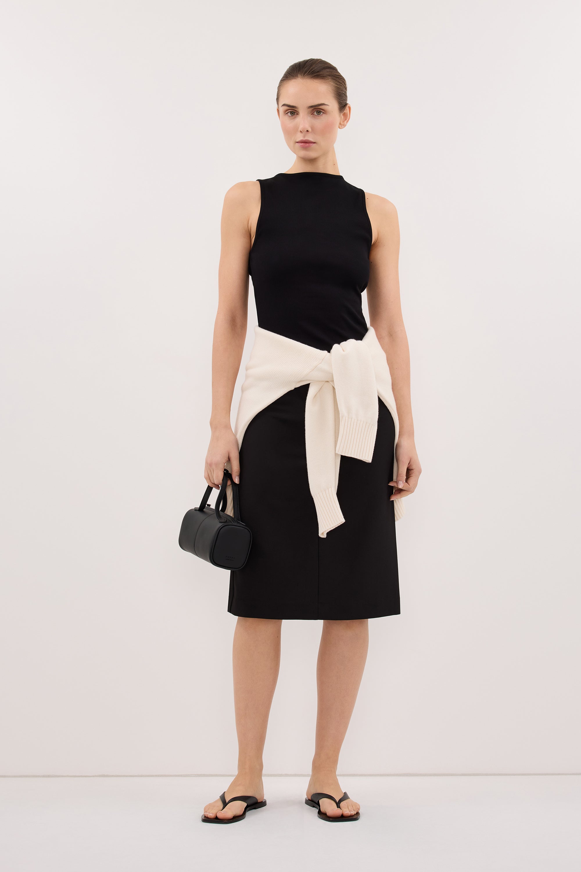 AMARA BLACK BOAT NECK KNIT TANK