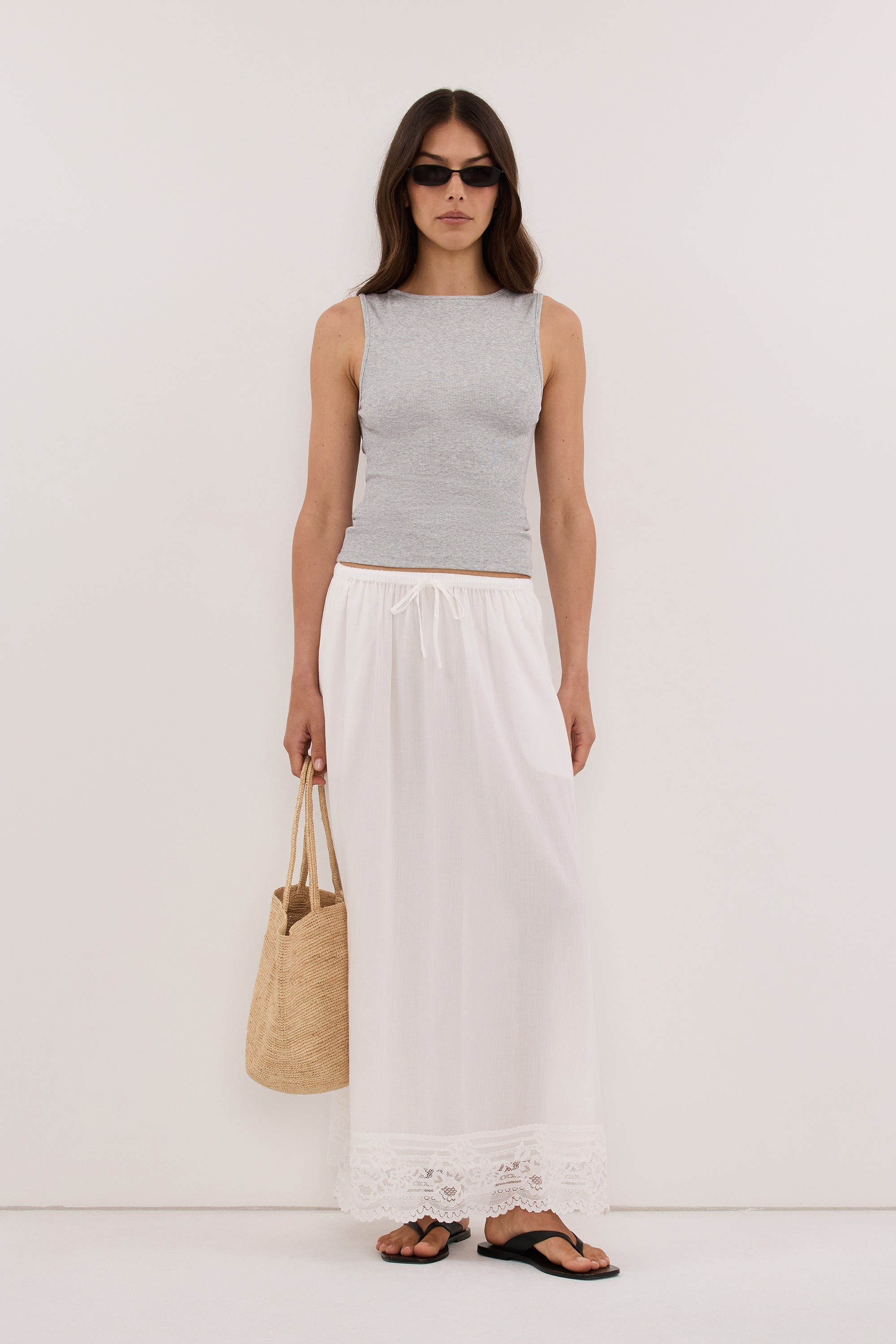 AMARA GREY MARLE BOAT NECK KNIT TANK