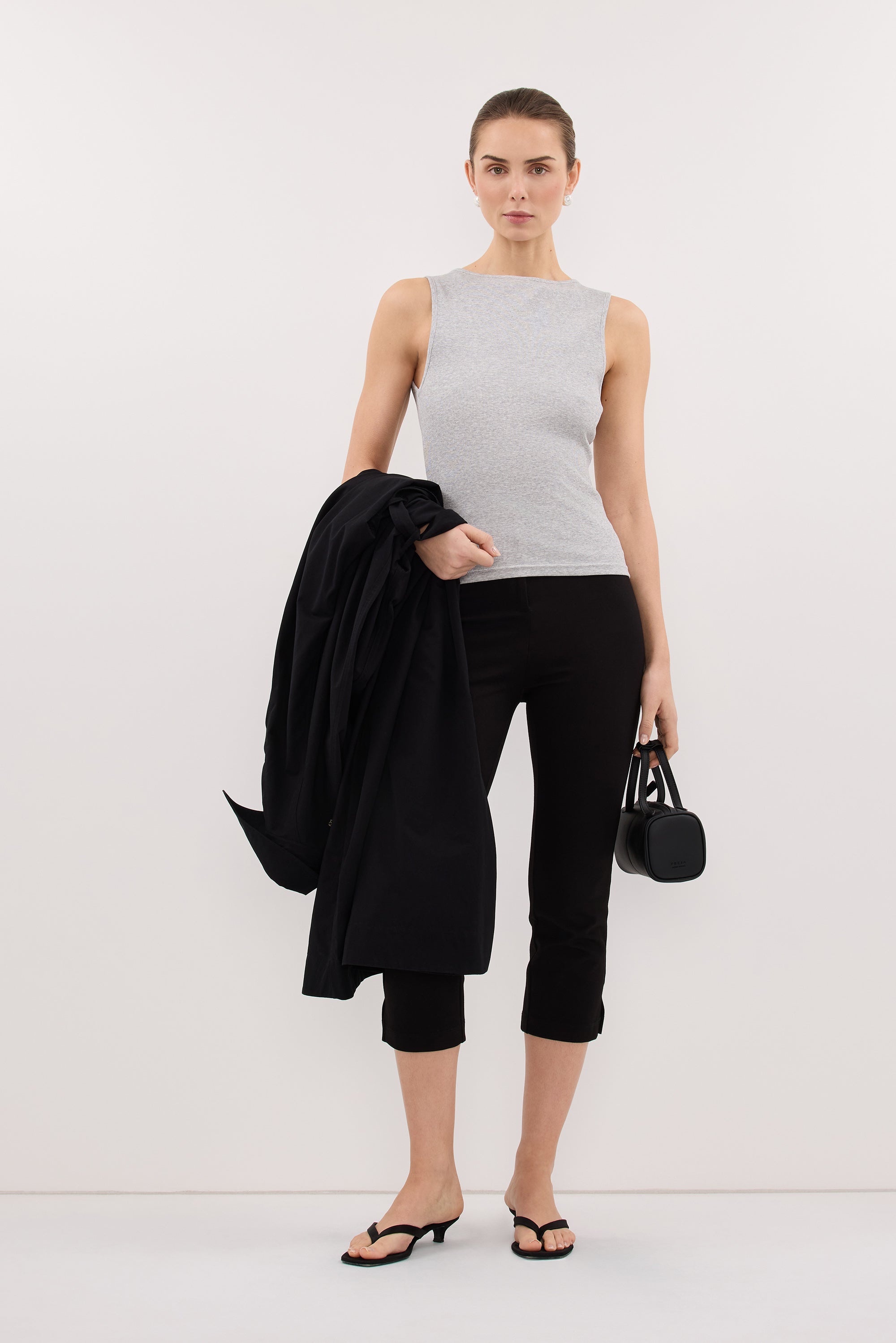 AMARA GREY MARLE BOAT NECK KNIT TANK