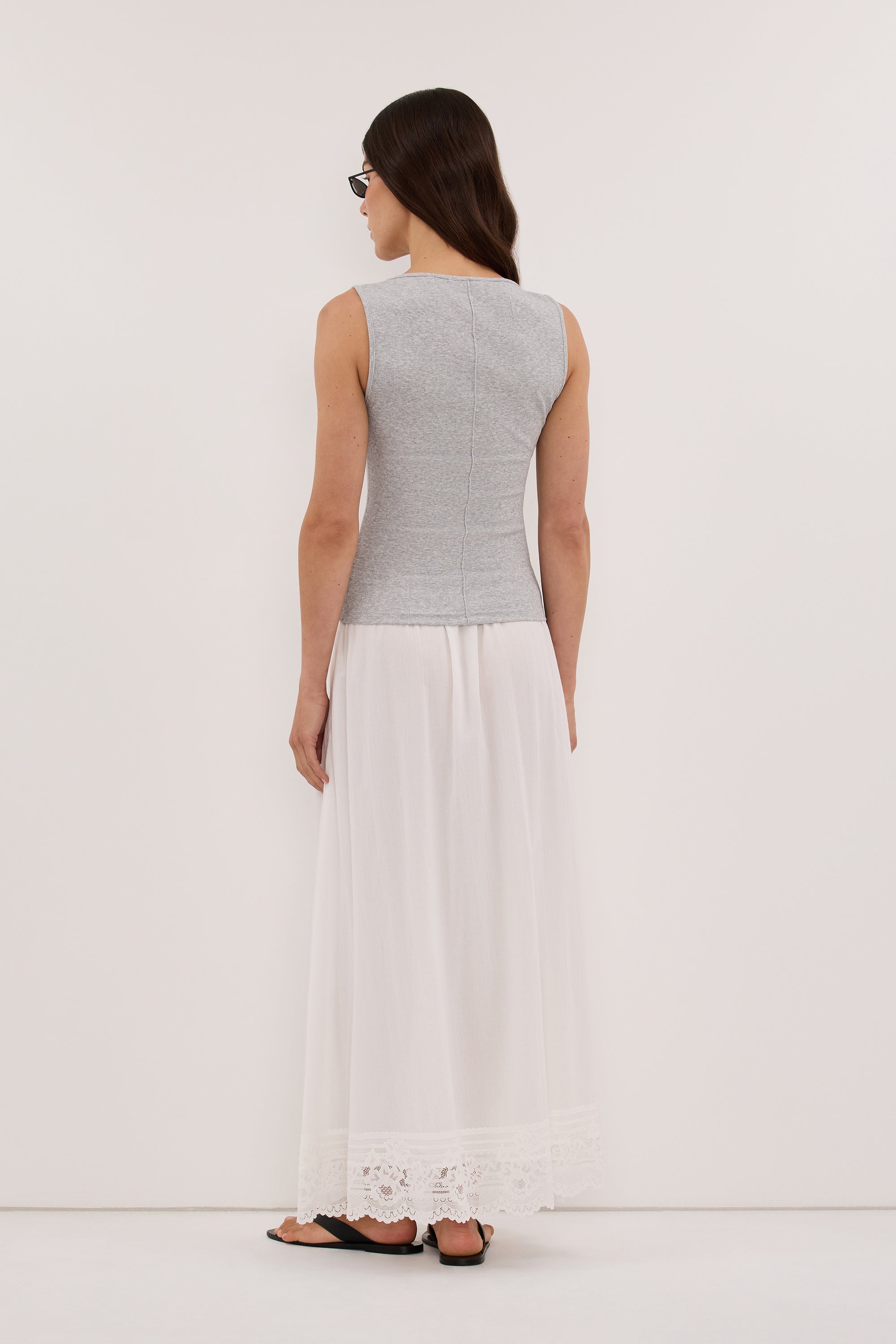 AMARA GREY MARLE BOAT NECK KNIT TANK