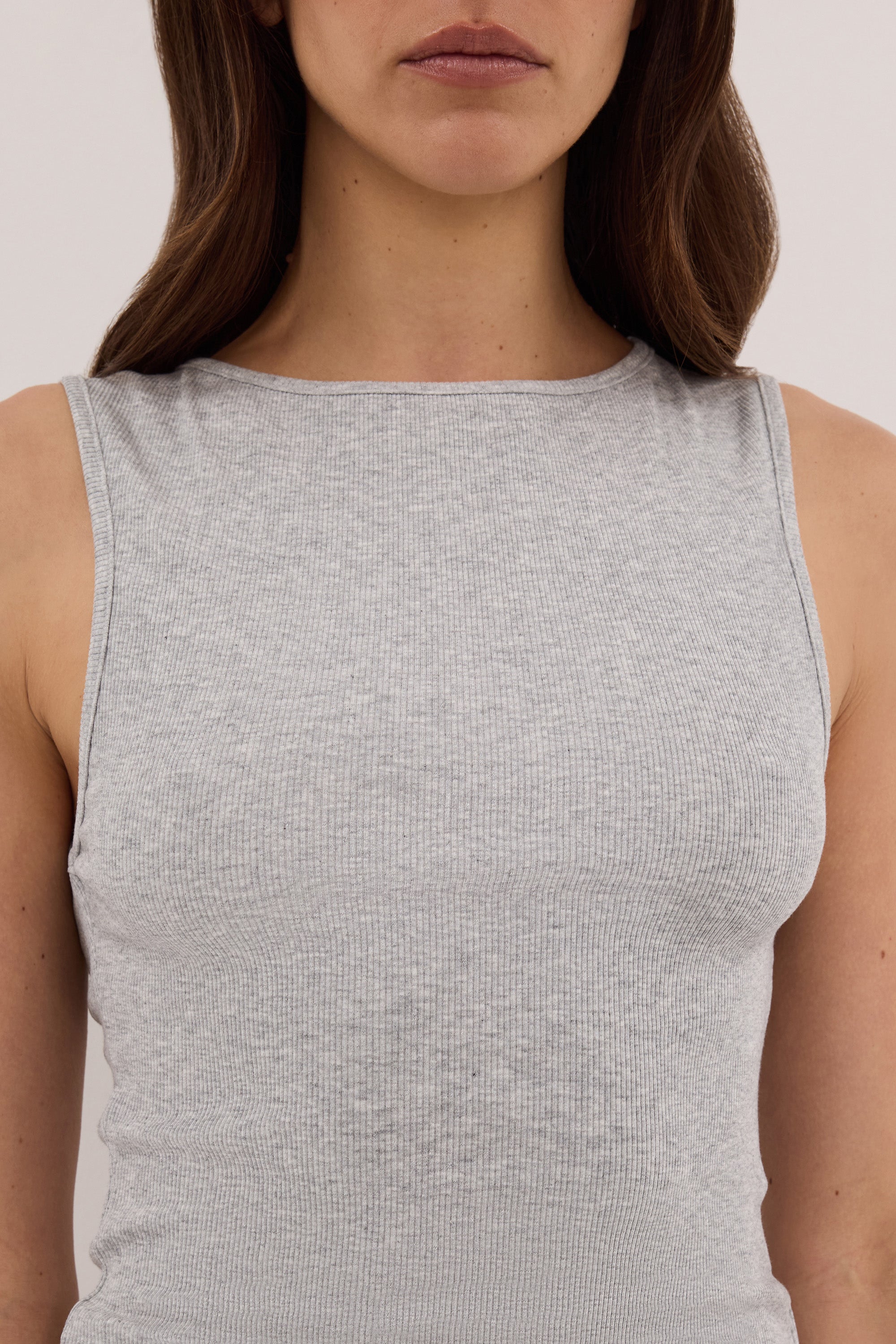 AMARA GREY MARLE BOAT NECK KNIT TANK