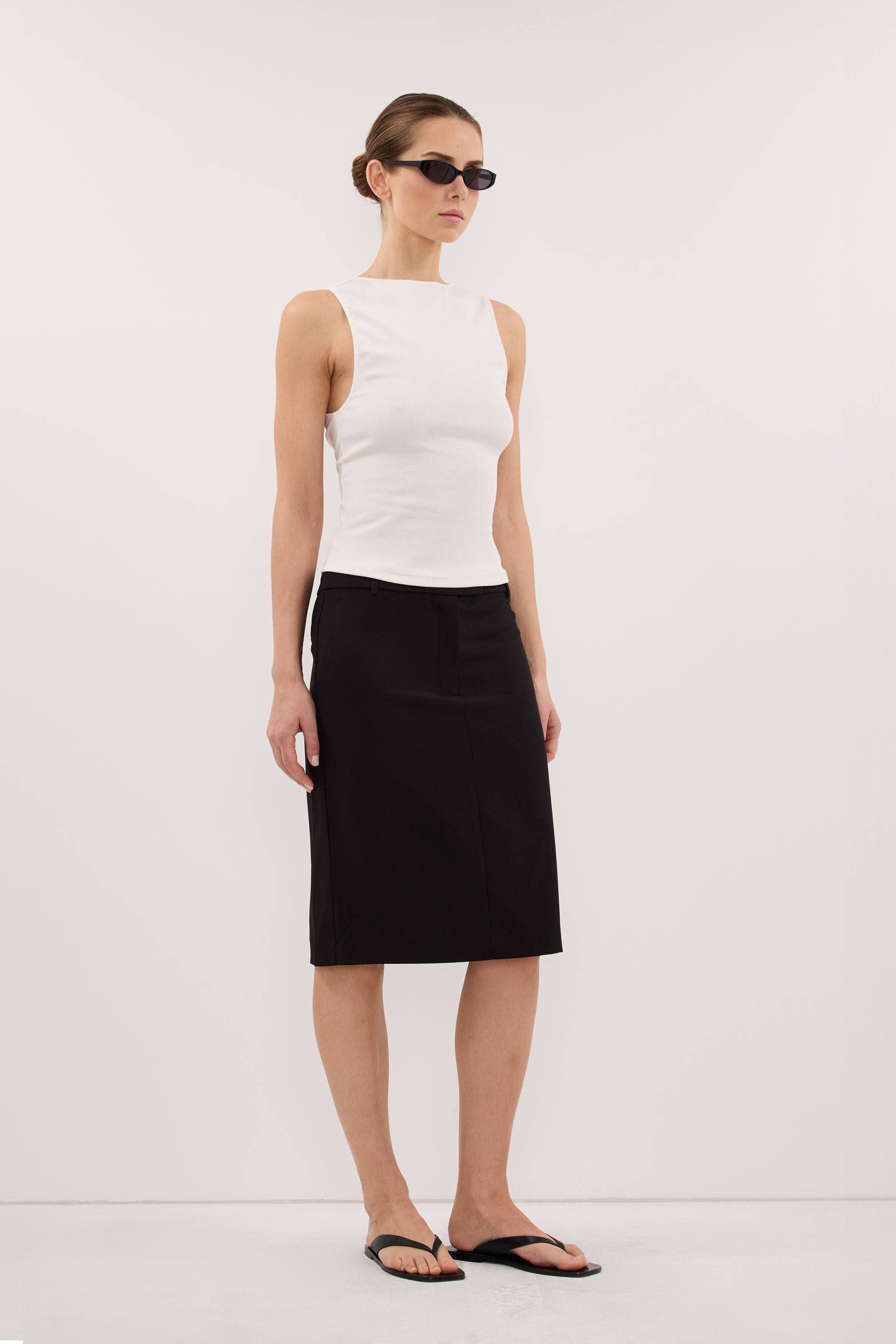 AMARA OFF WHITE BOAT NECK KNIT TANK