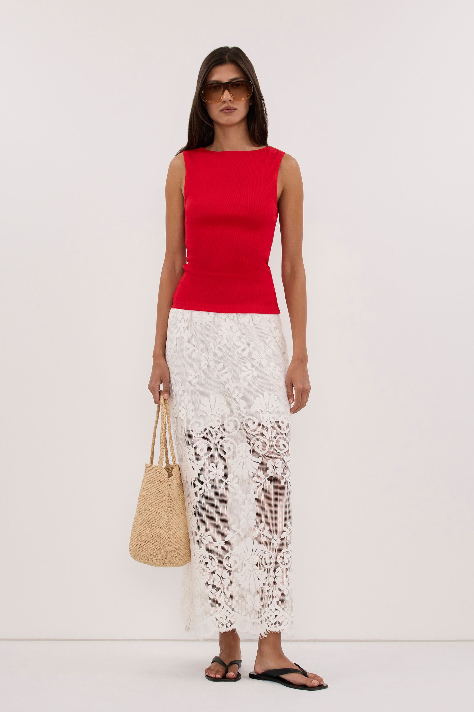 AMARA RED BOAT NECK KNIT TANK