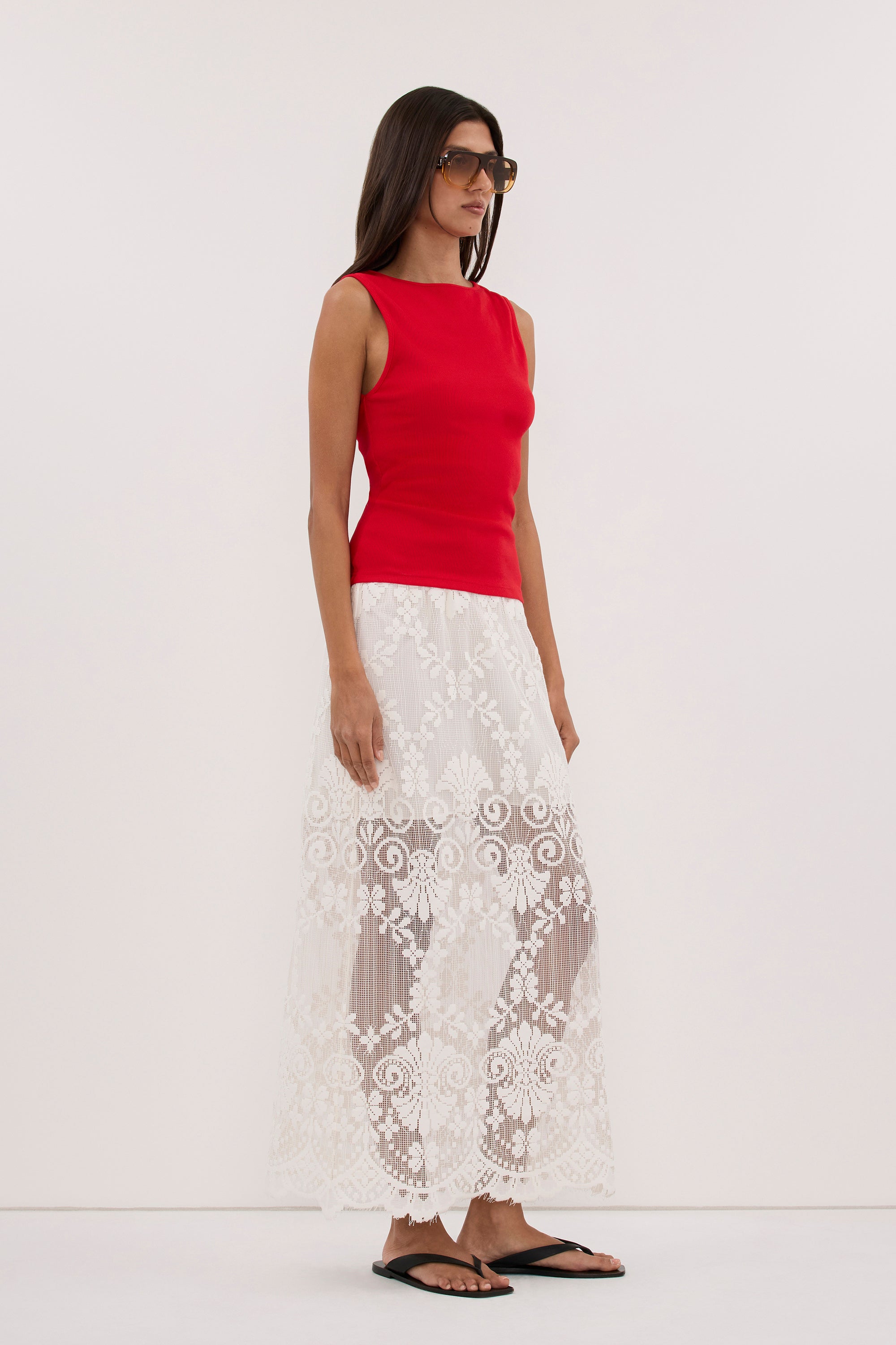 AMARA RED BOAT NECK KNIT TANK