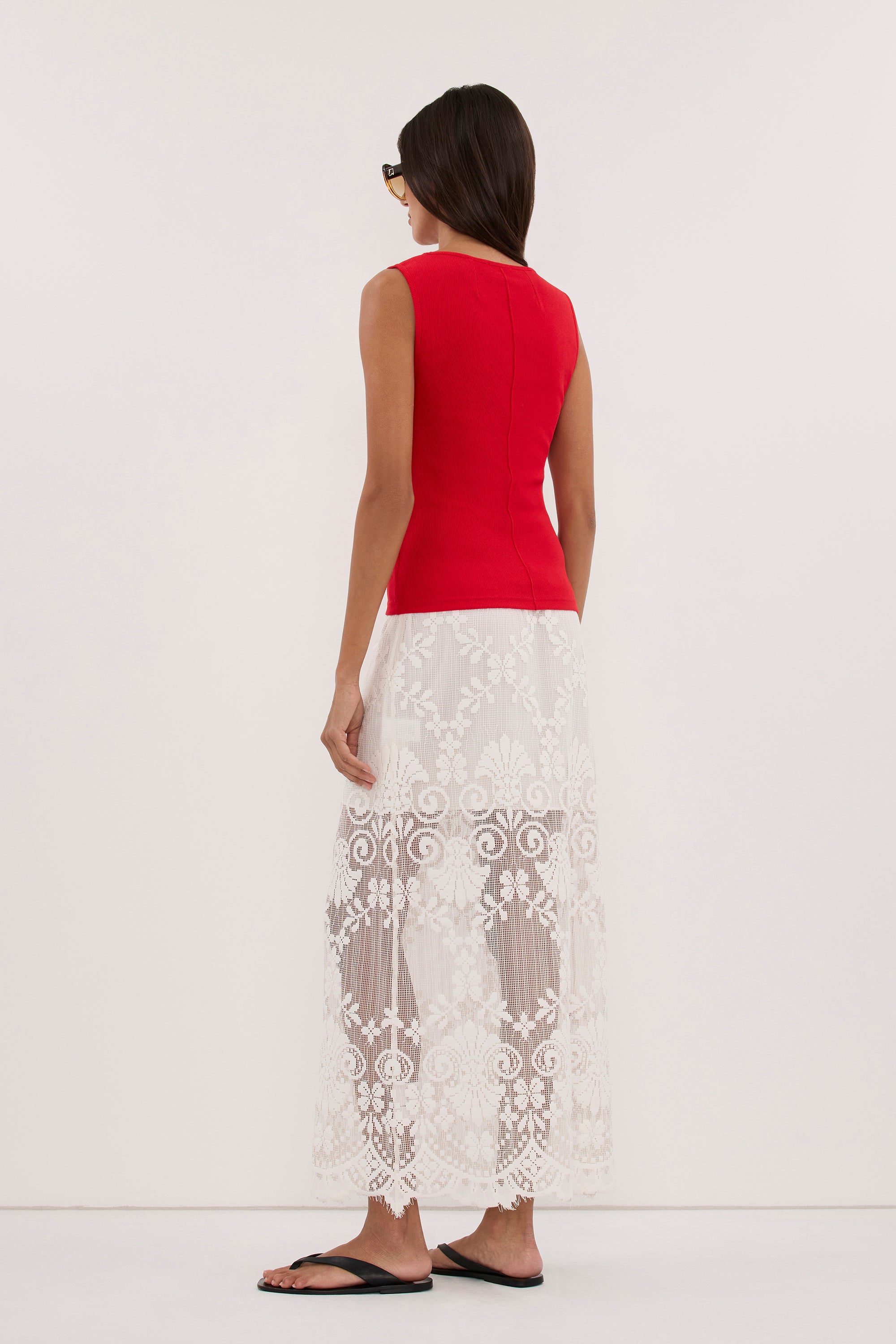 AMARA RED BOAT NECK KNIT TANK