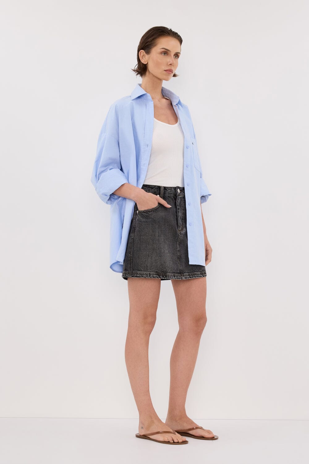 MASON WASHED BLACK DENIM MINI SKIRT Clothing DISSH Boutiques 
