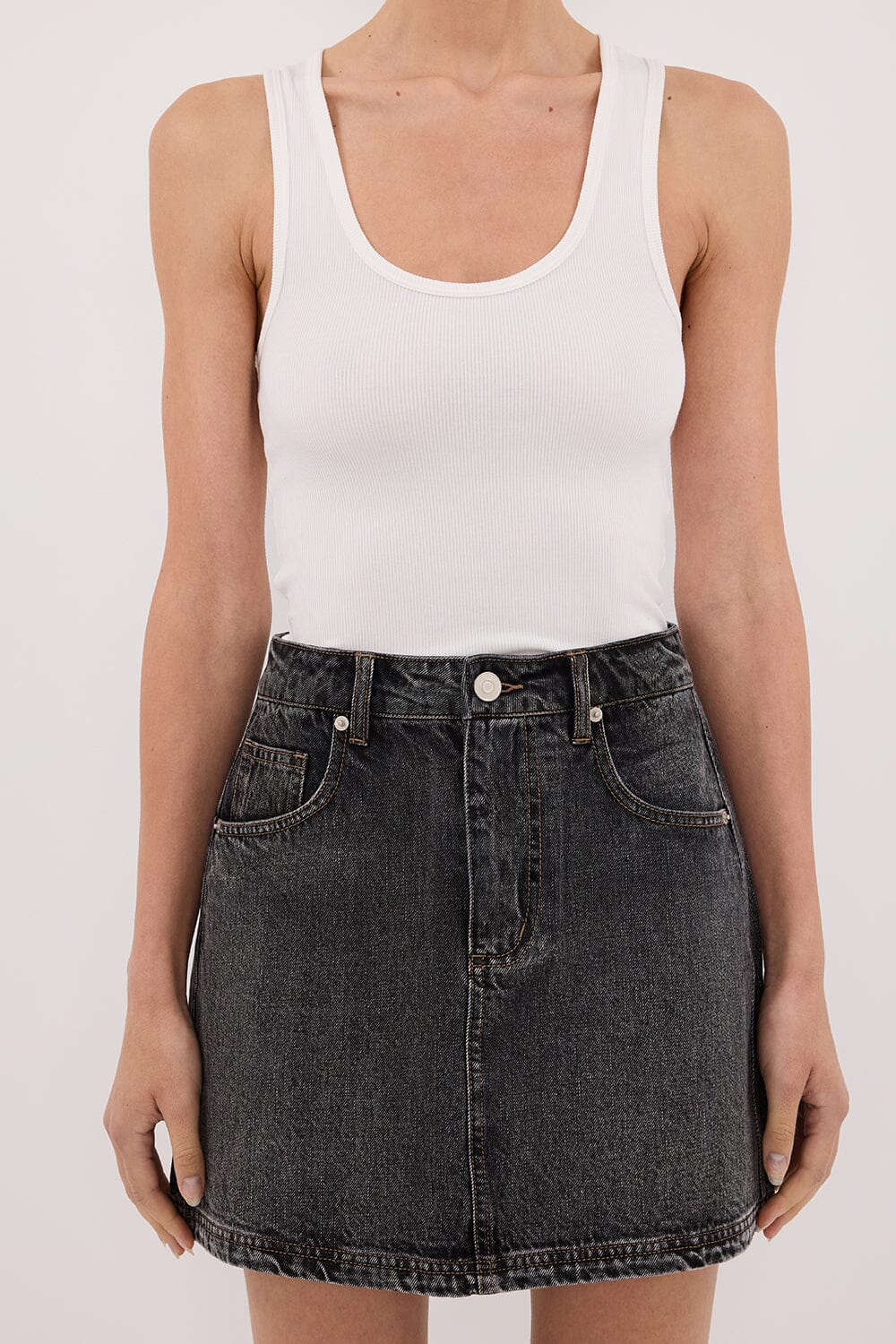MASON WASHED BLACK DENIM MINI SKIRT Clothing DISSH Boutiques 