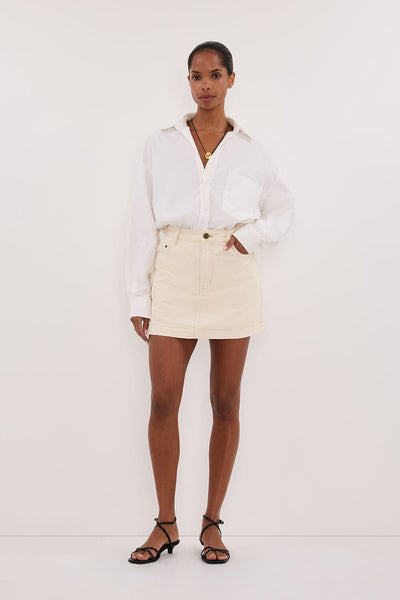 Kristen wearing KERA NATURAL DENIM A LINE SKORT