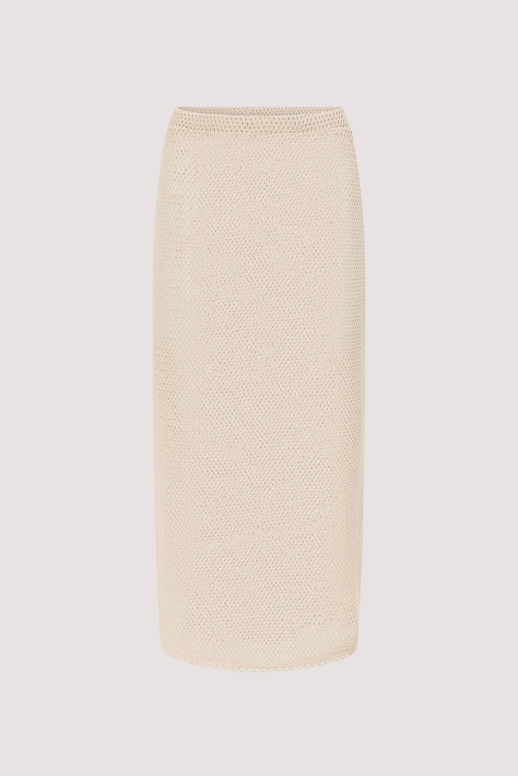 ANNE NATURAL OPEN KNIT MIDI SKIRT
