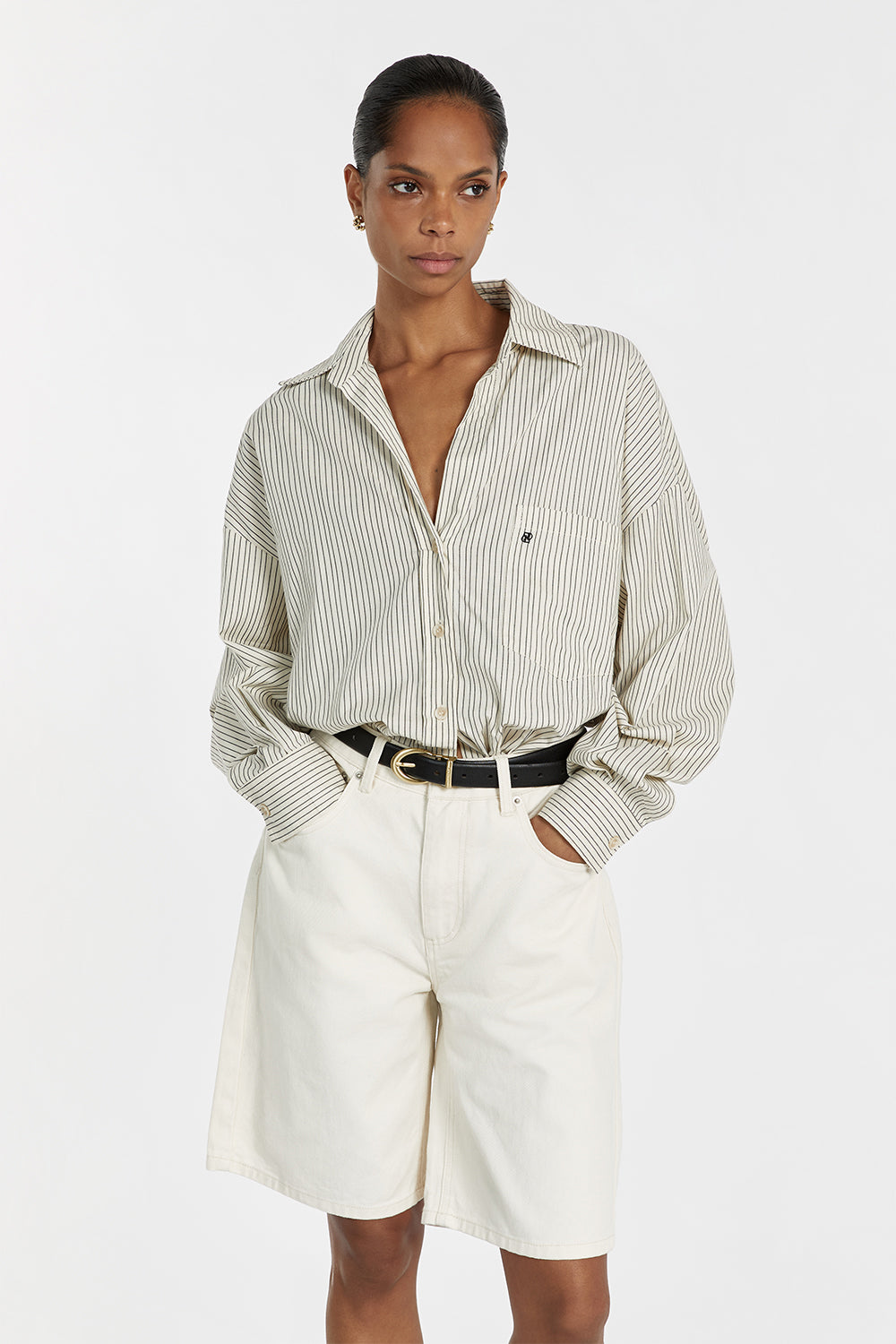 BAMBI CREAM BERMUDA DENIM SHORT Clothing DISSH Boutiques 