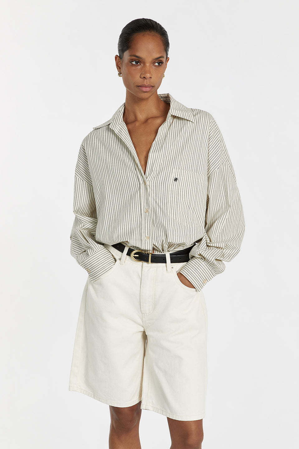 BAMBI CREAM BERMUDA DENIM SHORT Clothing DISSH Boutiques 