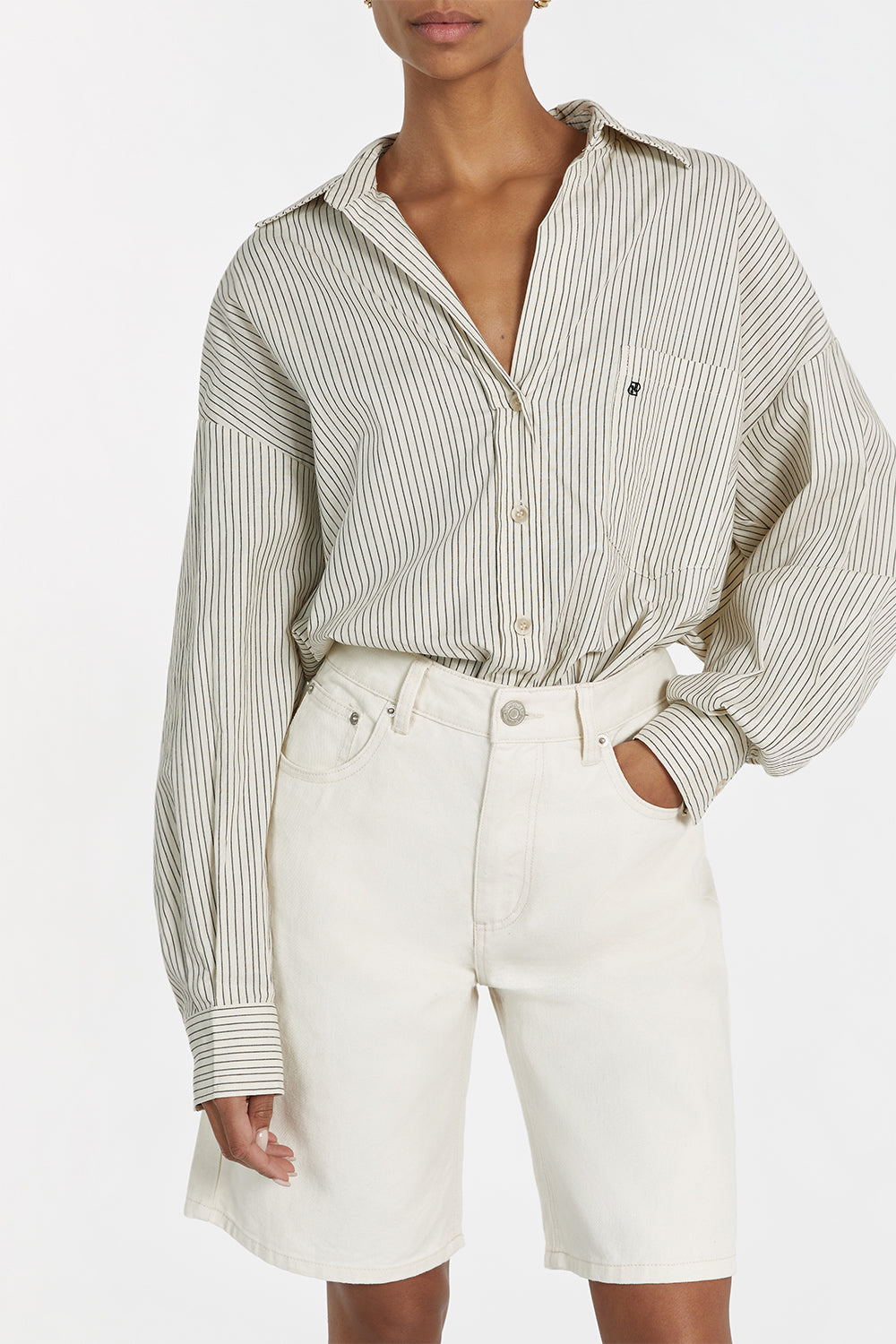 BAMBI CREAM BERMUDA DENIM SHORT Clothing DISSH Boutiques 