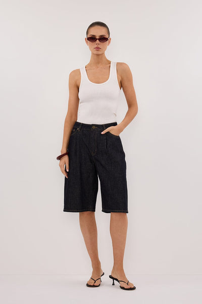 Stas wearing JACK RAW INDIGO DENIM BERMUDA SHORT