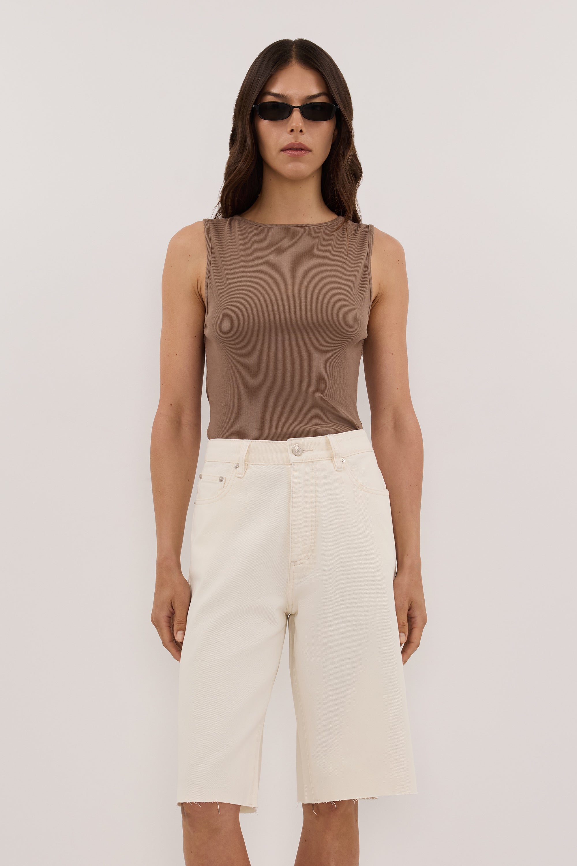 REAGAN CREAM DENIM BERMUDA SHORT - PRE ORDER