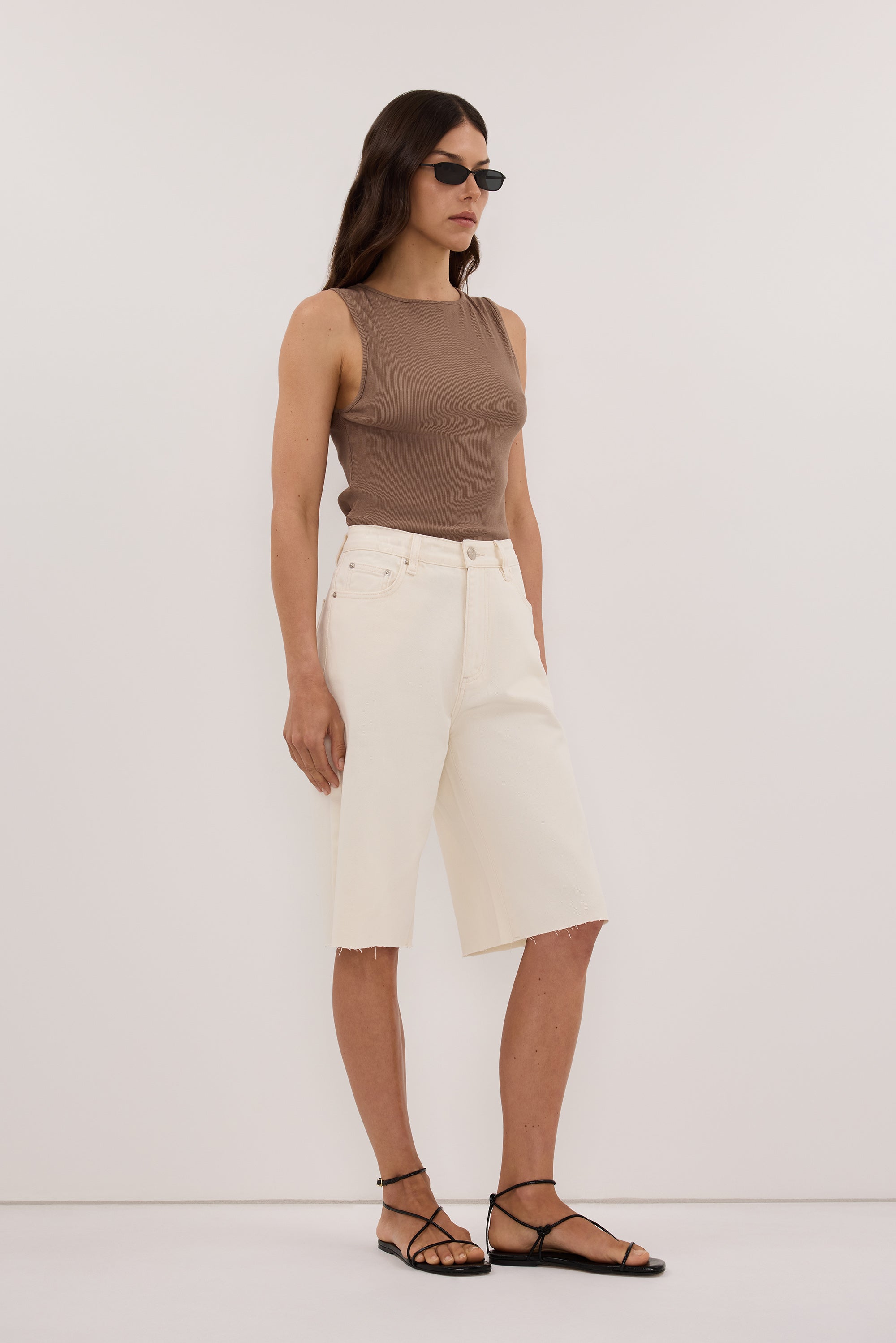 REAGAN CREAM DENIM BERMUDA SHORT - PRE ORDER