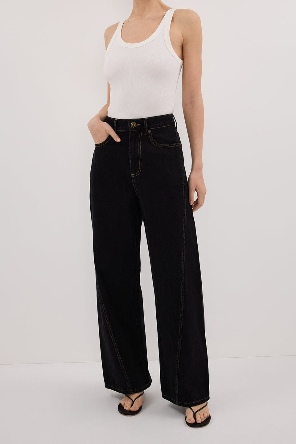 CARSON JET BLACK WIDE LEG JEAN Clothing DISSH Boutiques 