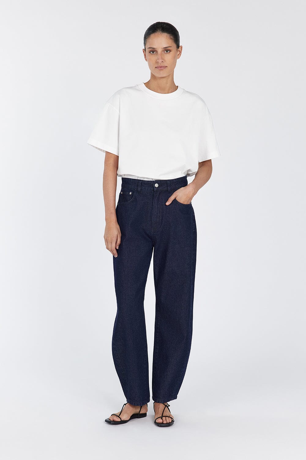 CALEB INDIGO BARREL LEG JEAN - PRE ORDER Clothing DISSH Boutiques 