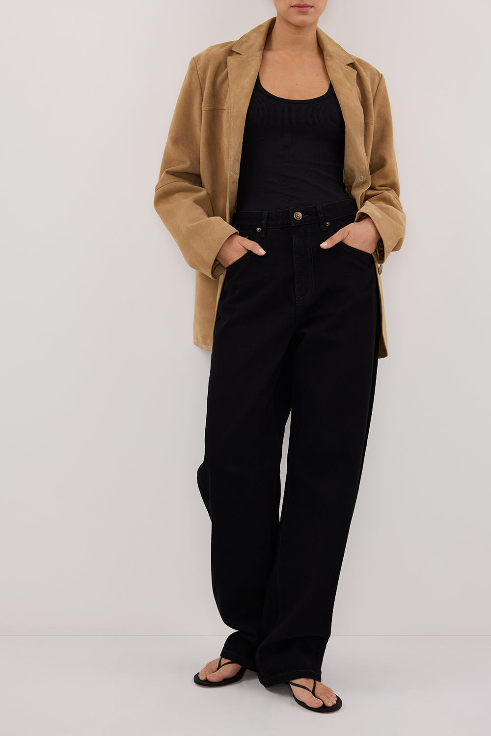 LIV BLACK DENIM BARREL LEG JEAN Clothing DISSH Boutiques 