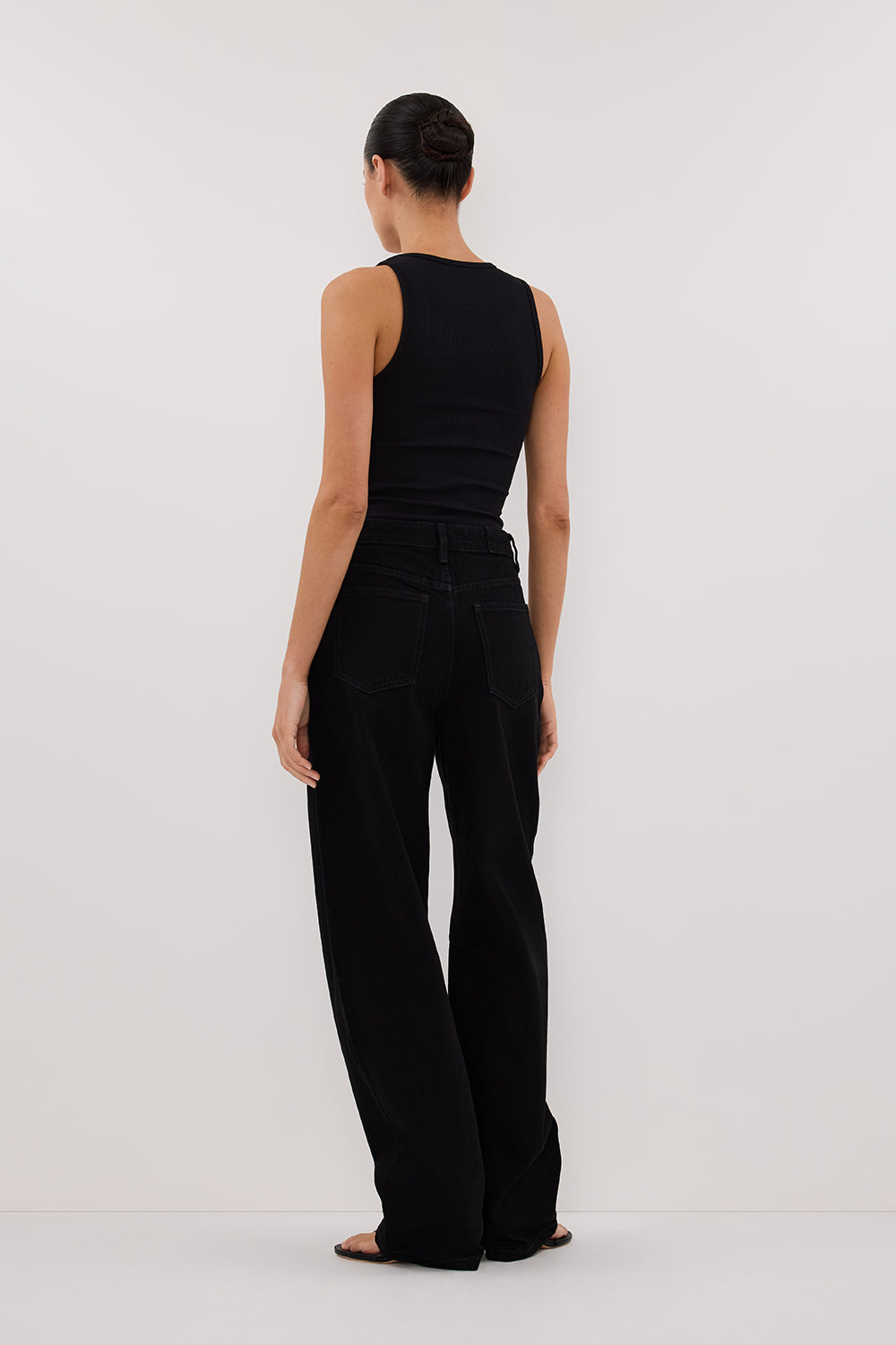 LIV BLACK DENIM BARREL LEG JEAN Clothing DISSH Boutiques 