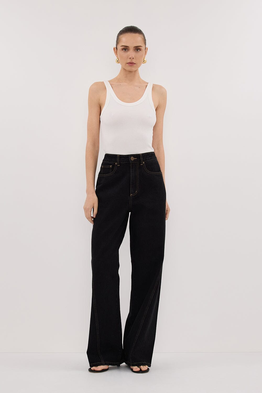 CARSON JET BLACK TALL WIDE LEG JEAN Clothing DISSH Boutiques 