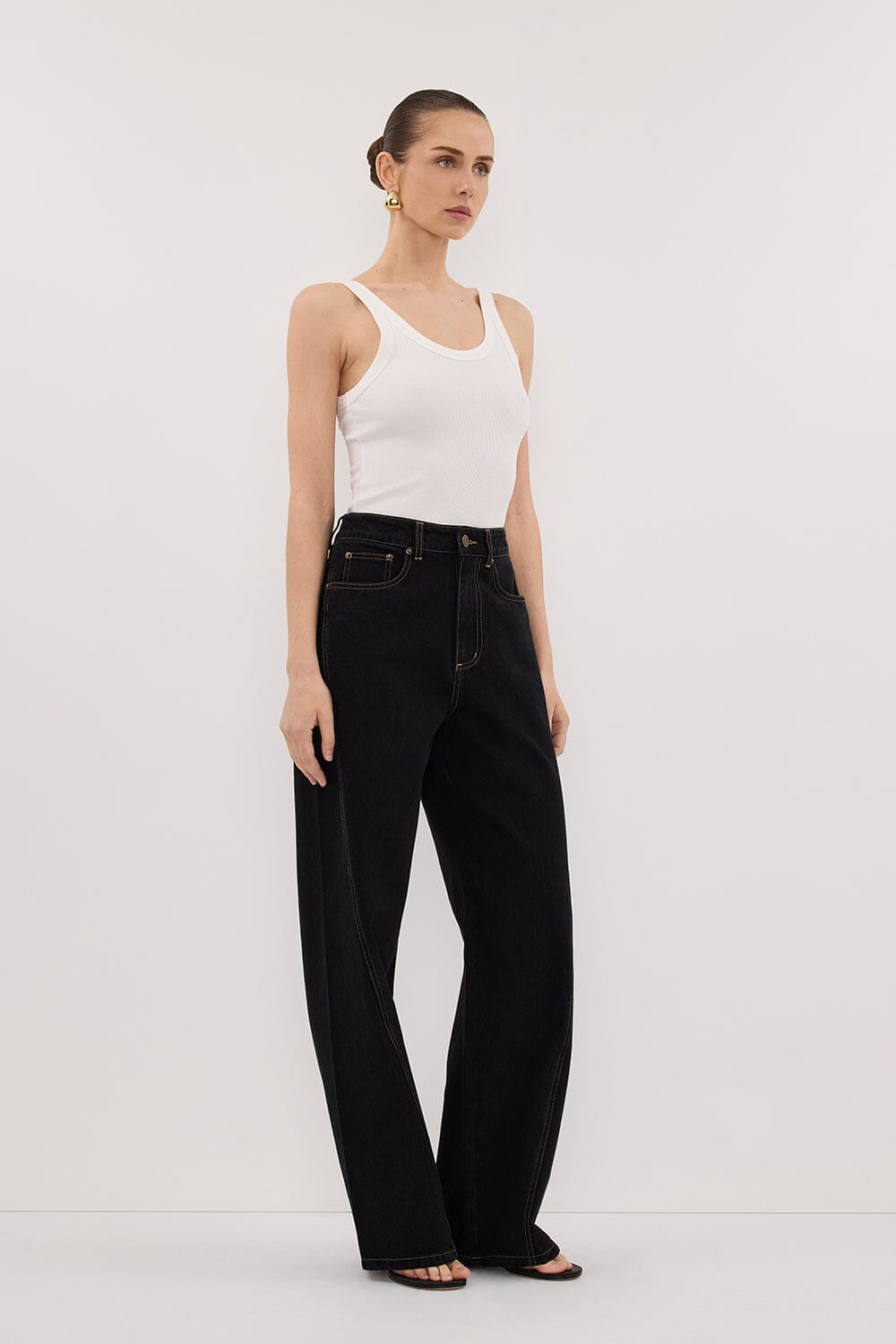 CARSON JET BLACK TALL WIDE LEG JEAN Clothing DISSH Boutiques 