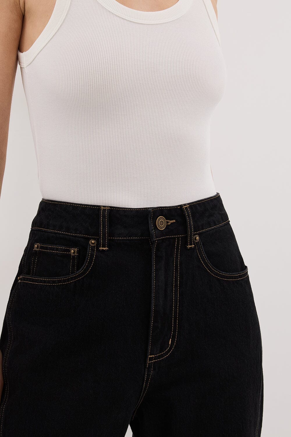 CARSON JET BLACK TALL WIDE LEG JEAN Clothing DISSH Boutiques 
