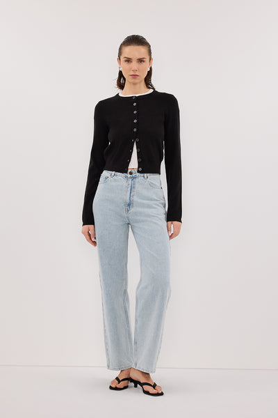 Stas wearing WESTIN LIGHT RINSE STRAIGHT JEAN