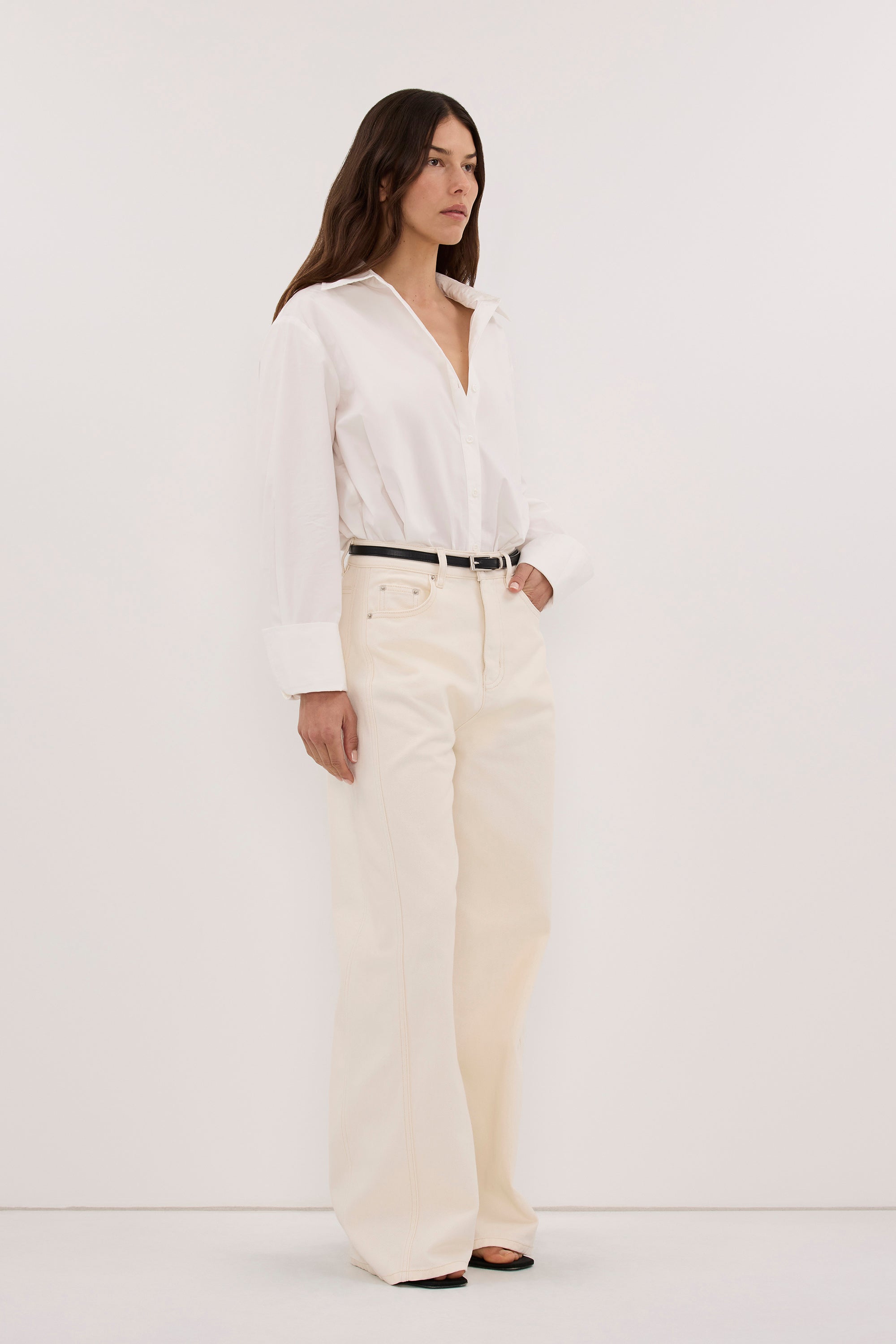 DREW CREAM WIDE LEG DENIM JEAN