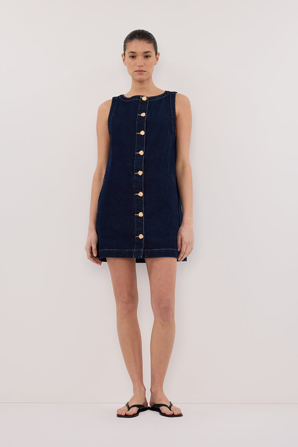 SHERI INDIGO DENIM MINI DRESS Clothing DISSH Boutiques 