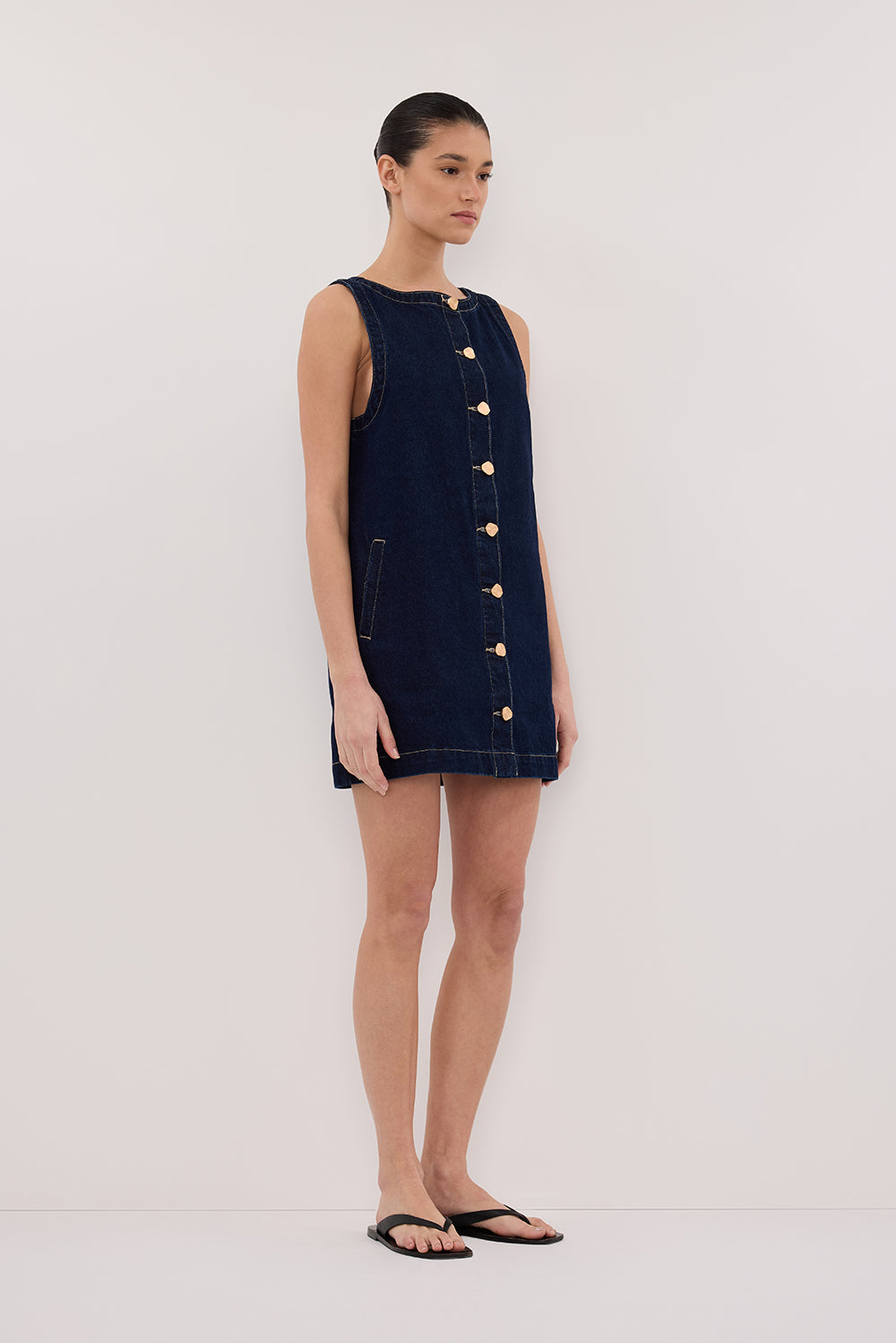SHERI INDIGO DENIM MINI DRESS Clothing DISSH Boutiques 