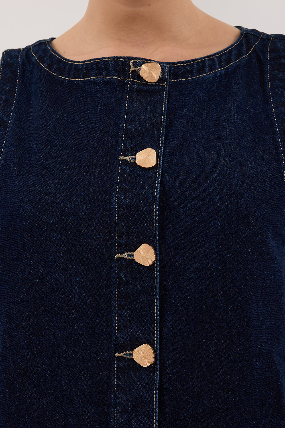 SHERI INDIGO DENIM MINI DRESS Clothing DISSH Boutiques 