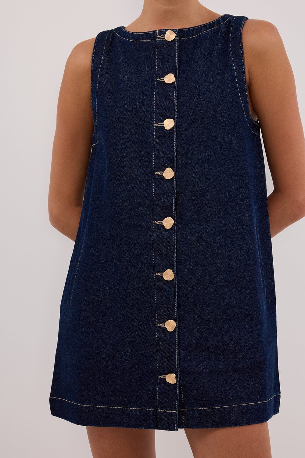 SHERI INDIGO DENIM MINI DRESS Clothing DISSH Boutiques 