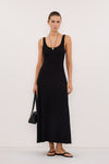 PHOEBE BLACK SLEEVELESS SCOOP NECK MIDI DRESS
