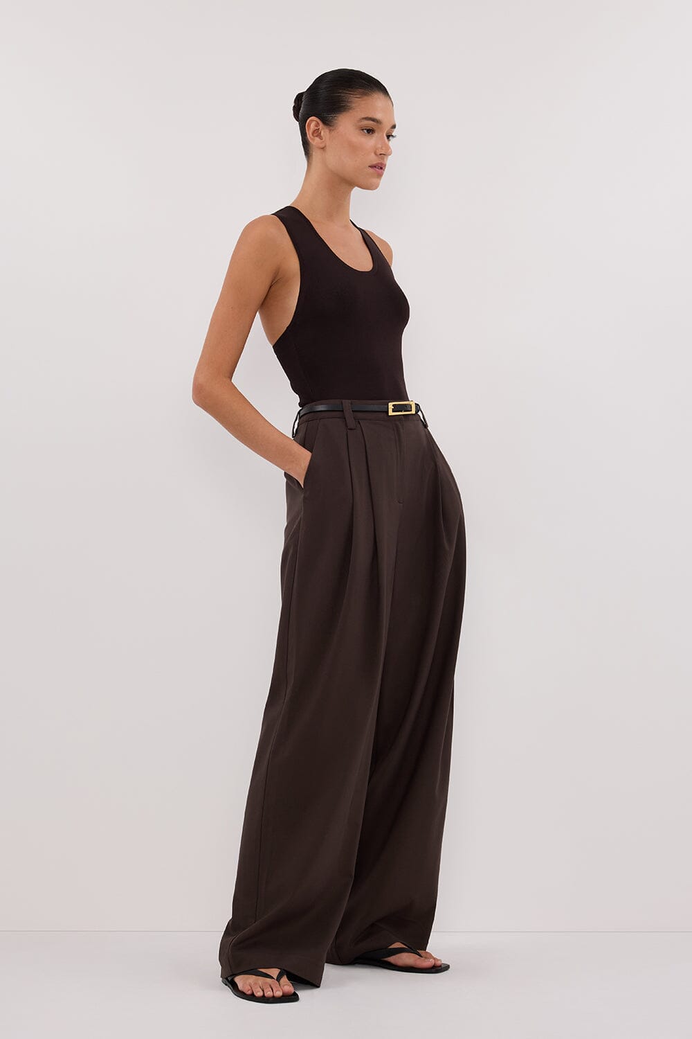 DEVIN BITTER CHOC RACER KNIT TANK Clothing DISSH Boutiques 