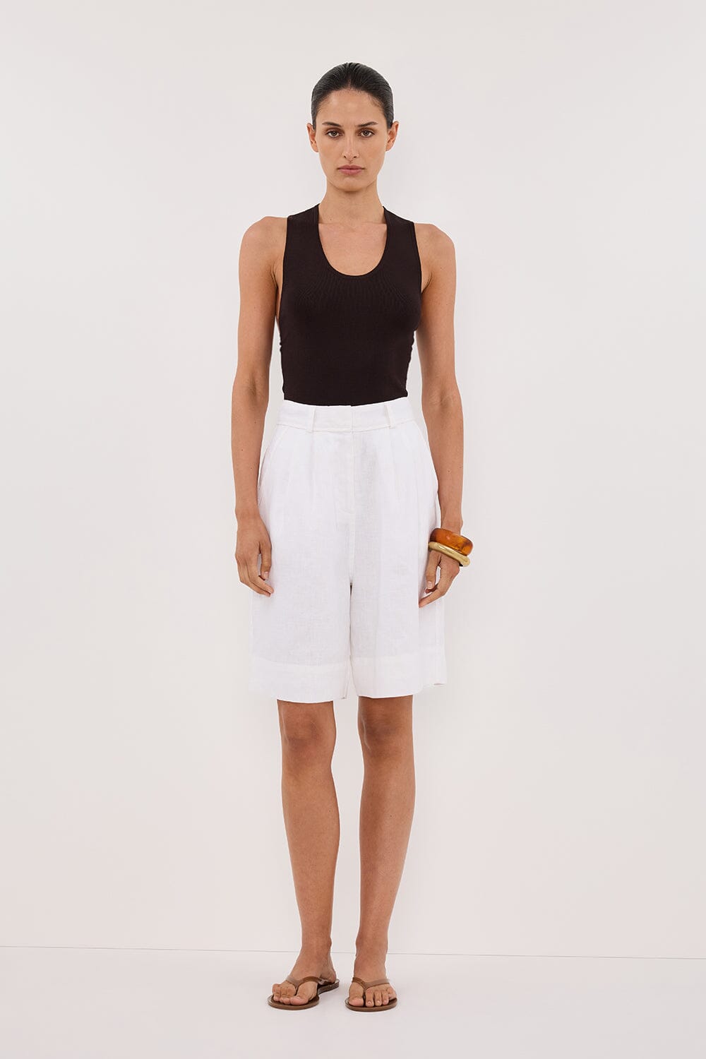 DEVIN BITTER CHOC RACER KNIT TANK Clothing DISSH Boutiques 