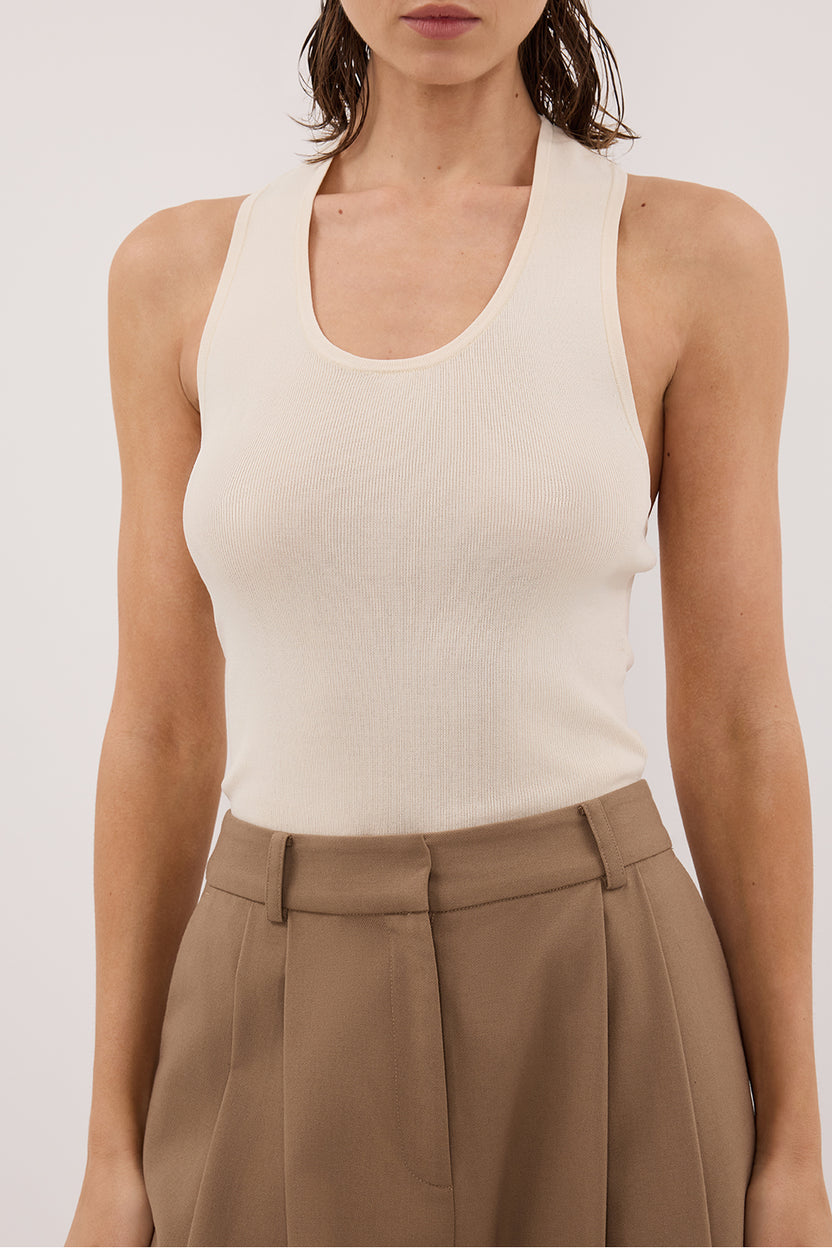 DEVIN CREAM RACER KNIT TANK – DISSH