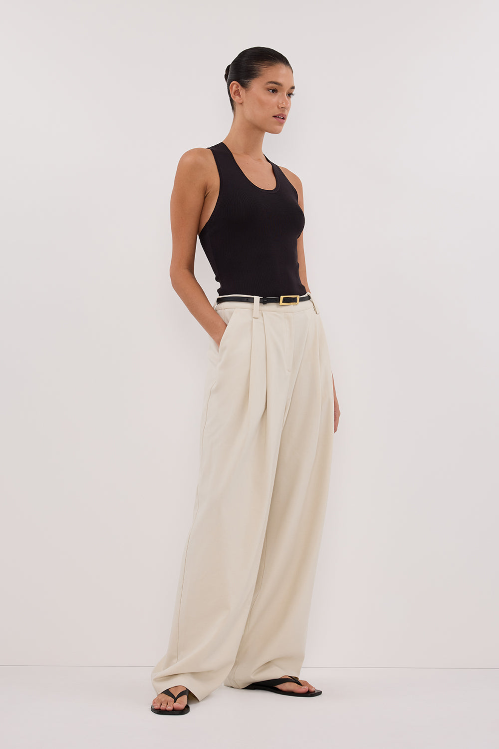 DEVIN WASHED BLACK RACER KNIT TANK Clothing DISSH Boutiques 